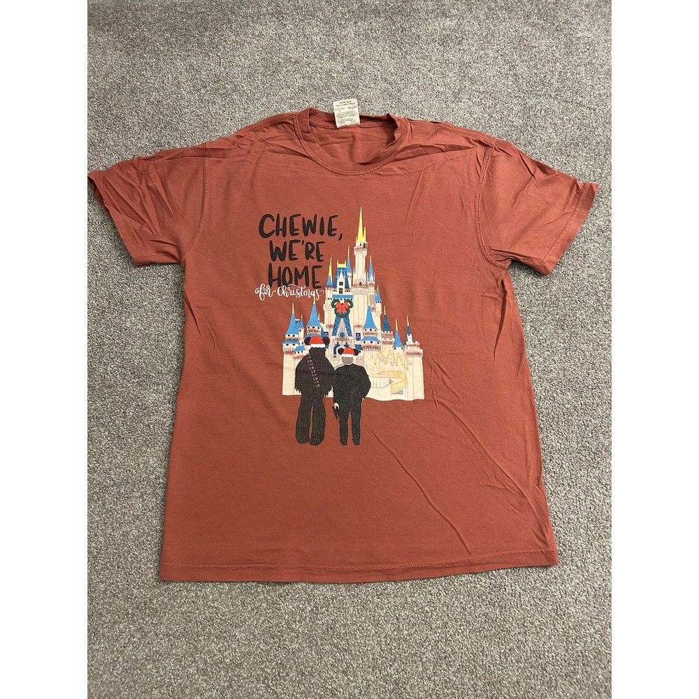 Comfort Colors T-Shirt Unisex Medium Orange Excellent Star Wars Disney Christmas